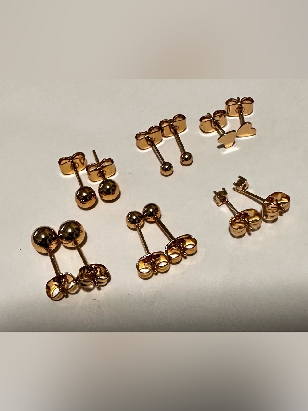 Gold Ball Stud pierced Earrings various sizes Women’s Jewelry